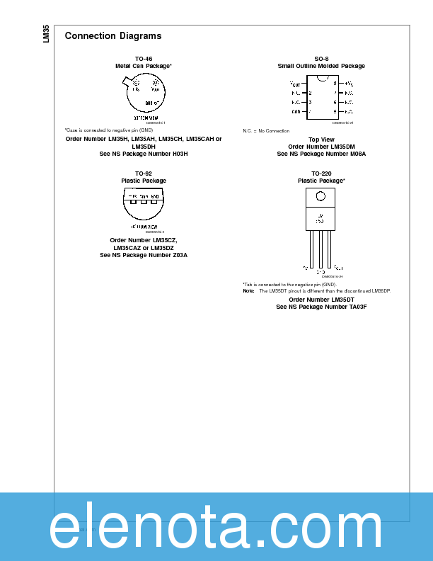 LM35DZ Datasheet PDF (307 KB) National Semiconductor Pobierz z Elenota.pl