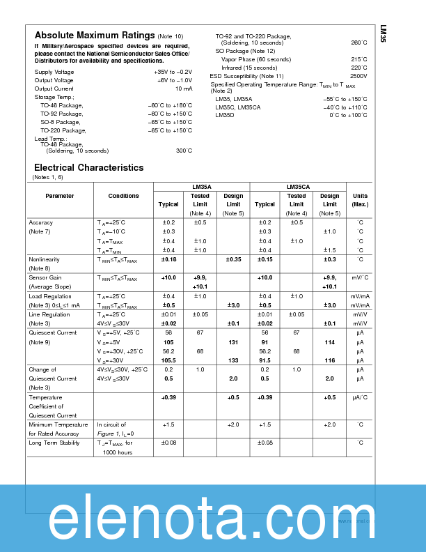 LM35DZ Datasheet PDF (307 KB) National Semiconductor Pobierz z Elenota.pl