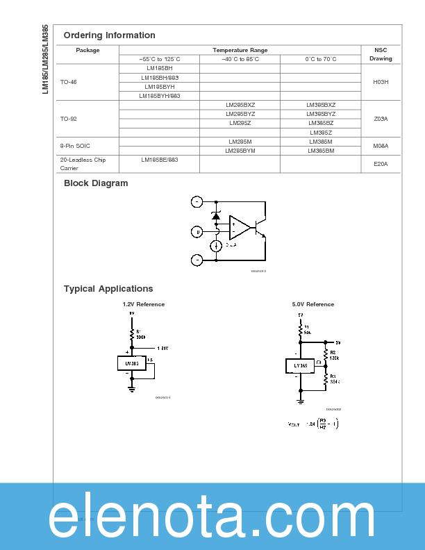 LM385 Datasheet PDF (748 KB) National Semiconductor | Pobierz z Elenota.pl
