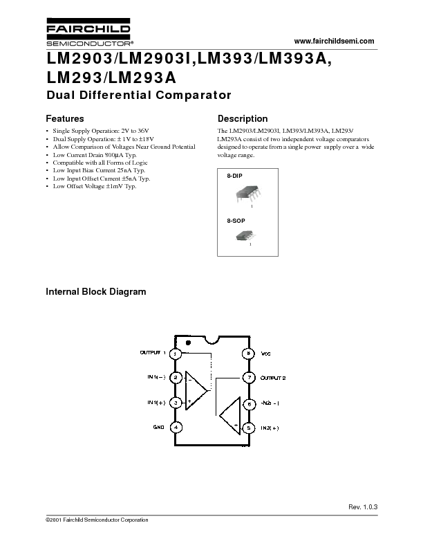 LM393 Datasheet PDF (78 KB) Fairchild | Pobierz z Elenota.pl