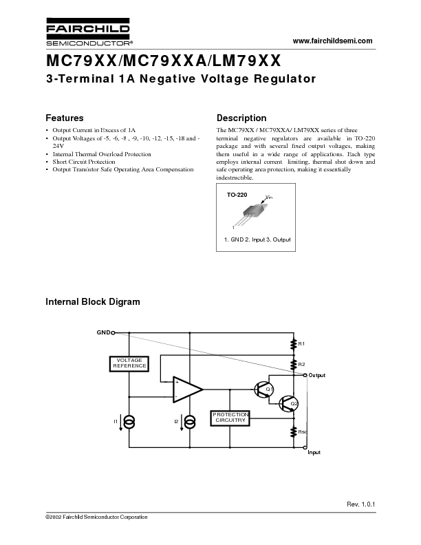 LM7905 Datasheet PDF (118 KB) Fairchild | Pobierz z Elenota.pl