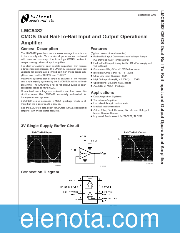 LMC6482 Datasheet PDF (1.46 MB) National Semiconductor | Pobierz z ...