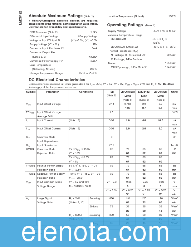 LMC6482 Datasheet PDF (1.46 MB) National Semiconductor | Pobierz z ...