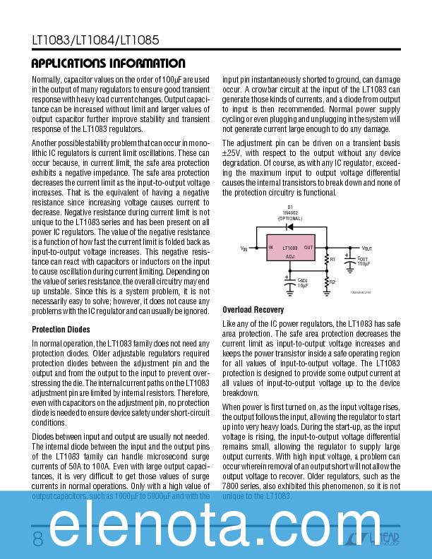 LT1083 Datasheet PDF (232 KB) Linear Technology | Pobierz z Elenota.pl