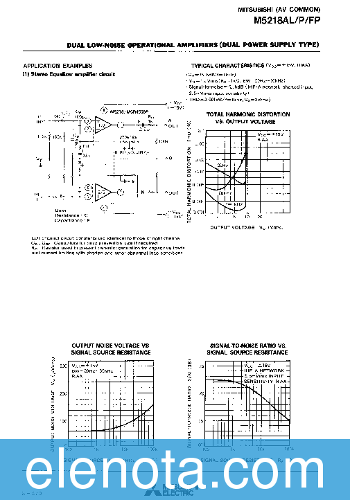 M5218AL Datasheet PDF (355 KB) Mitsubishi | Pobierz z Elenota.pl