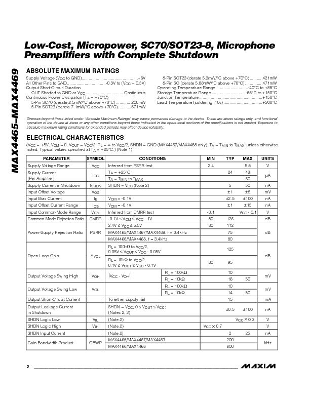 MAX4466 Datasheet PDF (502 KB) Maxim | Pobierz z Elenota.pl