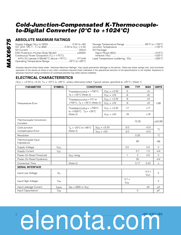 MAX6675 Datasheet PDF (130 KB) Maxim | Pobierz z Elenota.pl