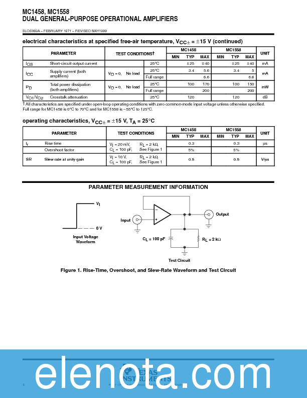 MC1458 Datasheet PDF (82 KB) Texas Instruments | Pobierz z Elenota.pl