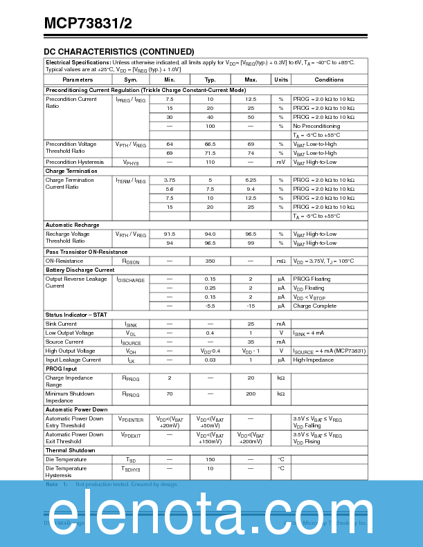 MCP73831 Datasheet PDF (697 KB) Microchip Technology | Pobierz z Elenota.pl