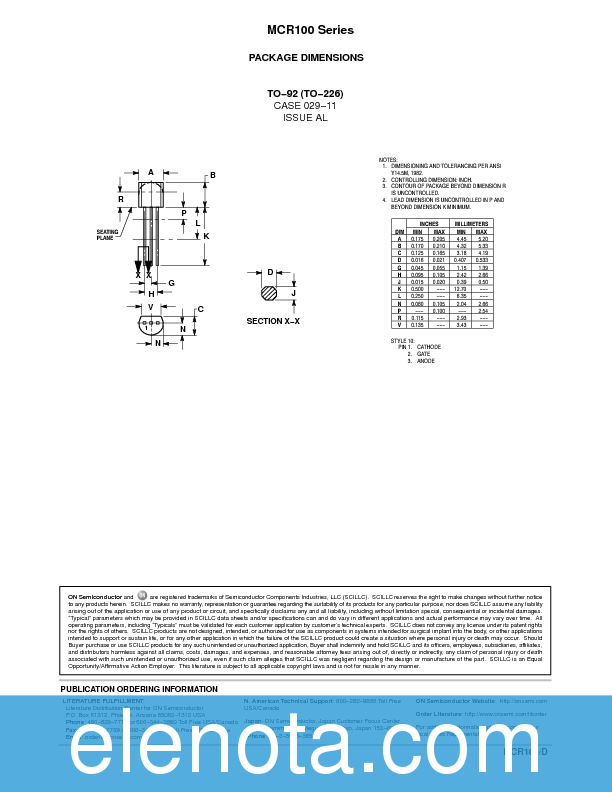 MCR100 Datasheet PDF (66 KB) ON Semiconductor | Pobierz z Elenota.pl