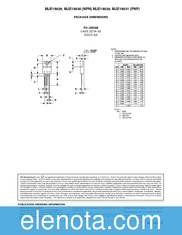 MJE15030 Datasheet PDF (80 KB) ON Semiconductor | Pobierz z Elenota.pl