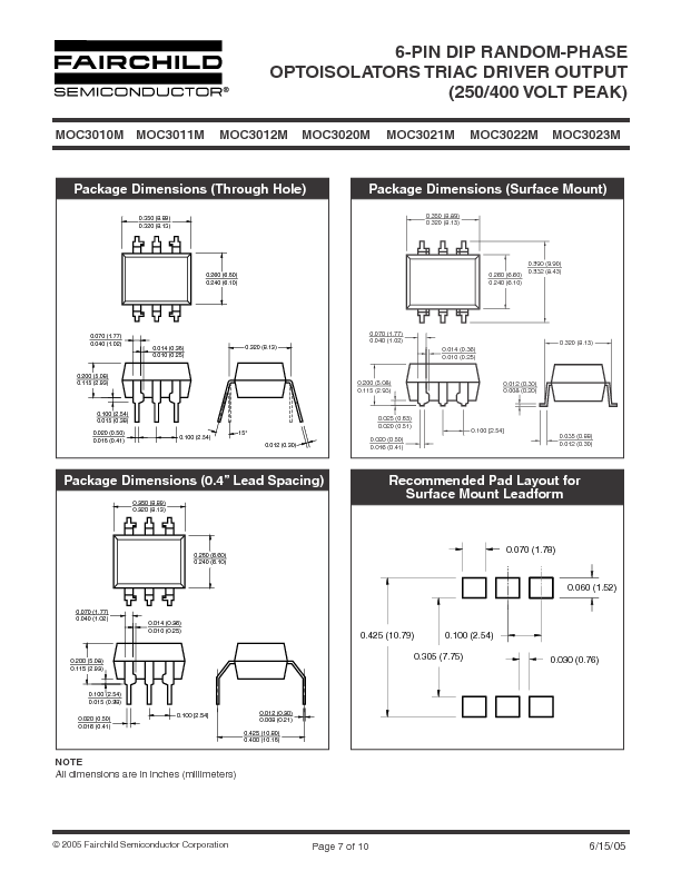 MOC3021-M Datasheet PDF (522 KB) Fairchild | Pobierz z Elenota.pl
