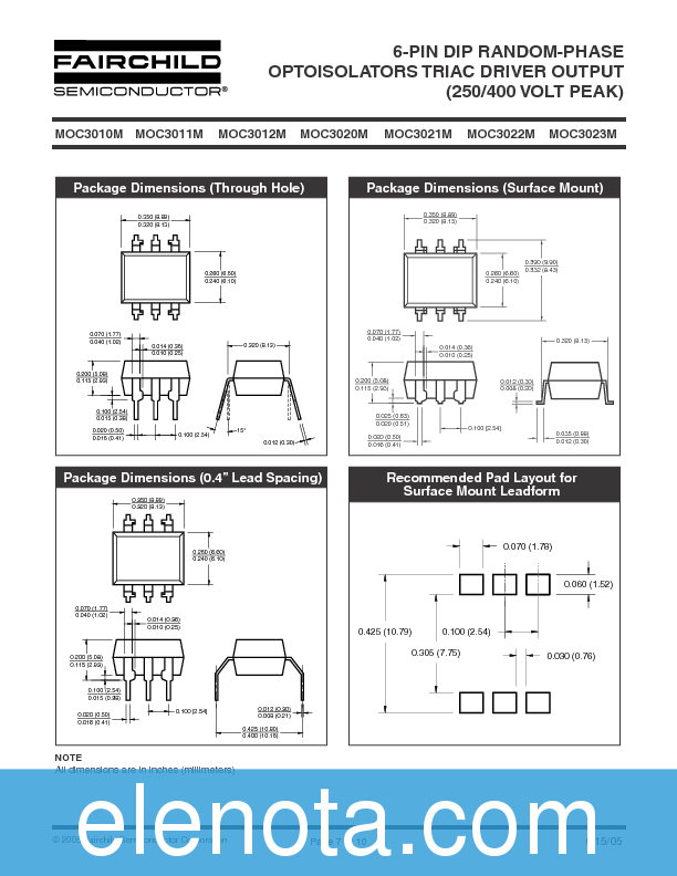 MOC3023M Datasheet PDF (522 KB) Fairchild Pobierz z Elenota.pl