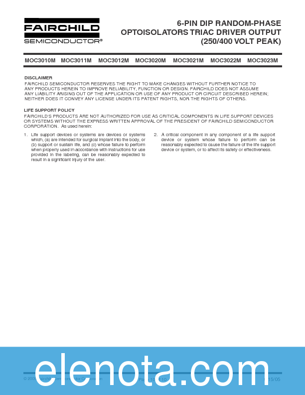 MOC3023-M Datasheet PDF (522 KB) Fairchild | Pobierz z Elenota.pl