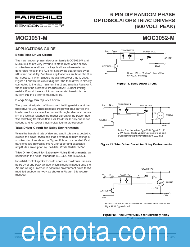 MOC3051-M Datasheet PDF (541 KB) Fairchild | Pobierz z Elenota.pl