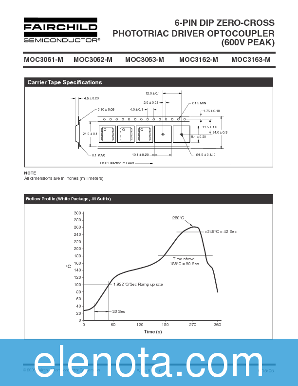 MOC3061-M Datasheet PDF (533 KB) Fairchild | Pobierz z Elenota.pl