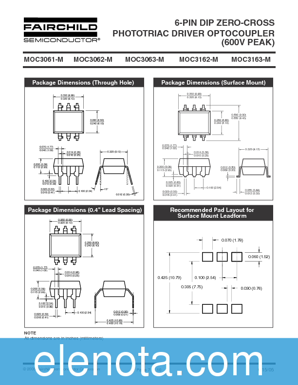 MOC3063M Datasheet PDF (533 KB) Fairchild Pobierz z Elenota.pl