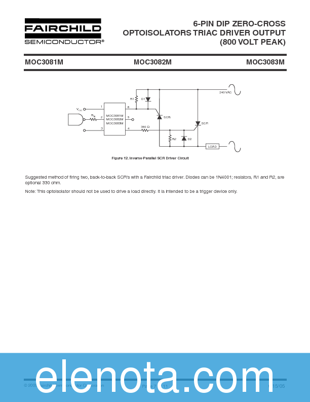 MOC3083M Datasheet PDF (533 KB) Fairchild Pobierz z Elenota.pl