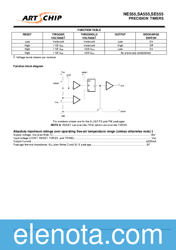 NE555 Datasheet PDF (782 KB) ArtsChip | Pobierz z Elenota.pl