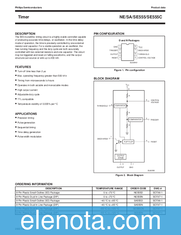 NE555 Datasheet PDF (115 KB) Philips Semiconductors | Pobierz z Elenota.pl