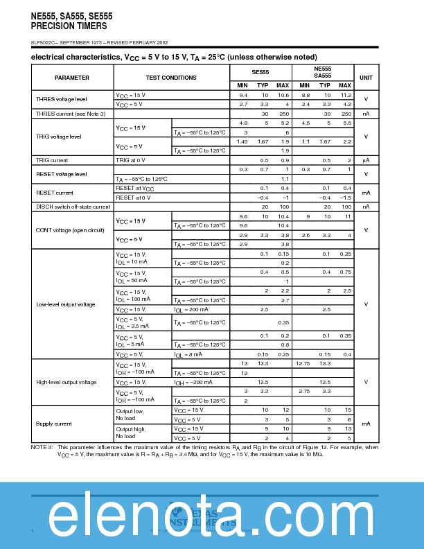 NE555 Datasheet PDF (236 KB) Texas Instruments | Pobierz z Elenota.pl