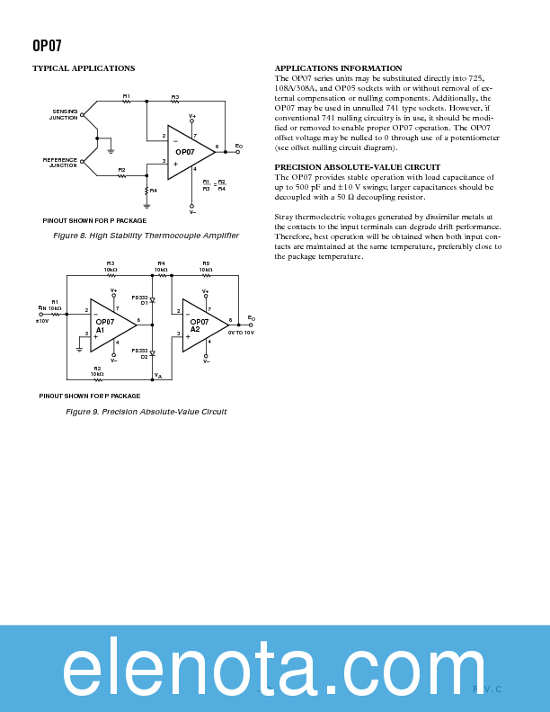 OP07 Datasheet PDF (201 KB) Analog Devices | Pobierz z Elenota.pl