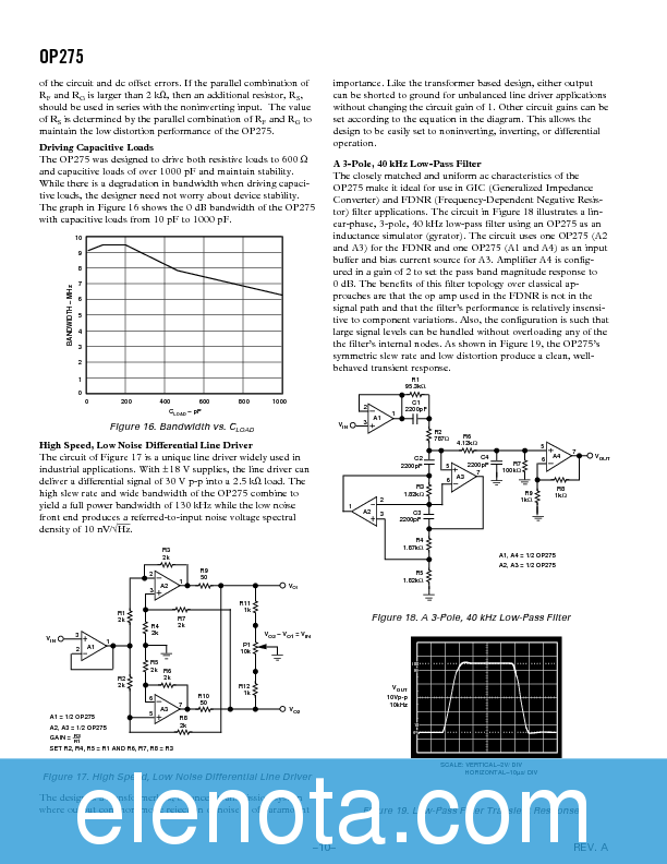 OP275 Datasheet PDF (189 KB) Analog Devices | Pobierz z Elenota.pl