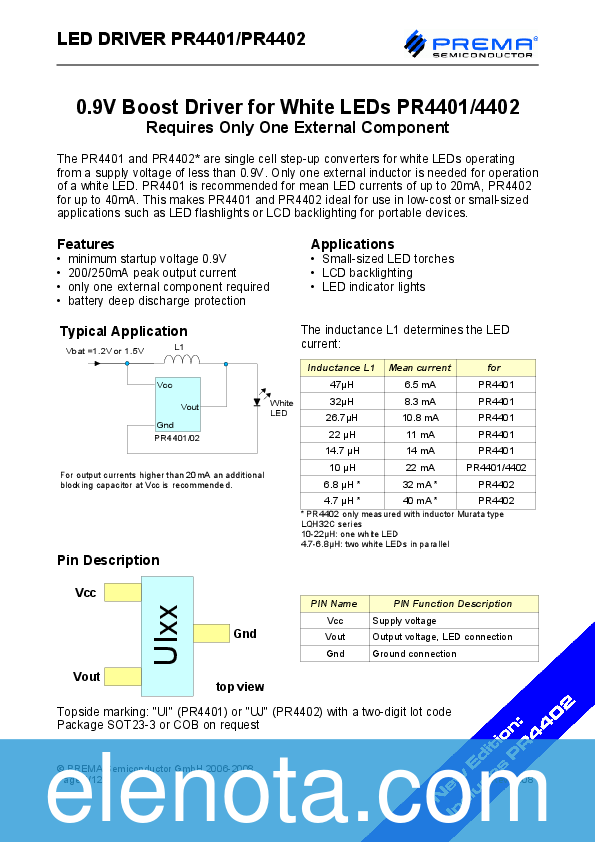 PR4401 Datasheet PDF (276 KB) PREMA Semiconductor | Pobierz z Elenota.pl