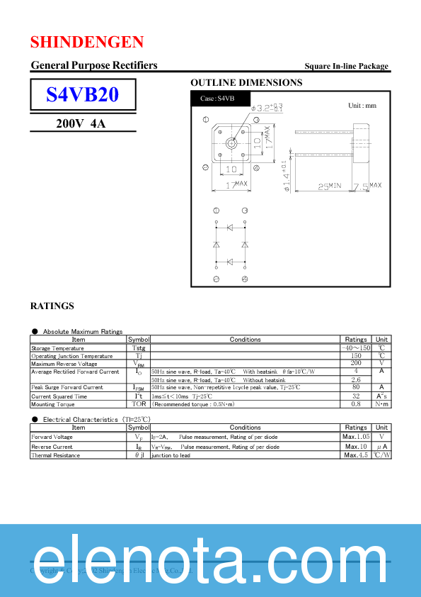 S4VB20 Datasheet PDF (155 KB) Shindengen | Pobierz z Elenota.pl