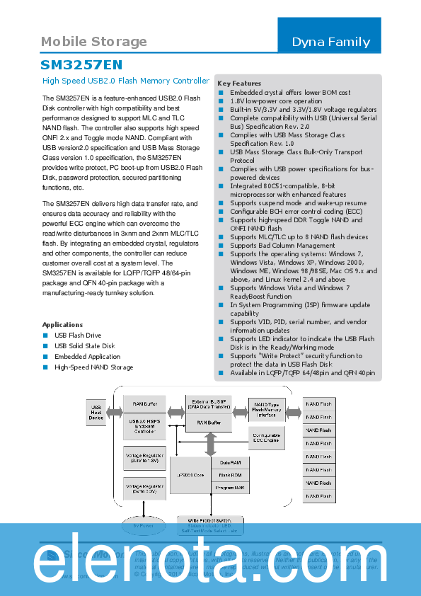 SM3257EN Datasheet PDF (305 KB) SiliconMotion | Pobierz z Elenota.pl