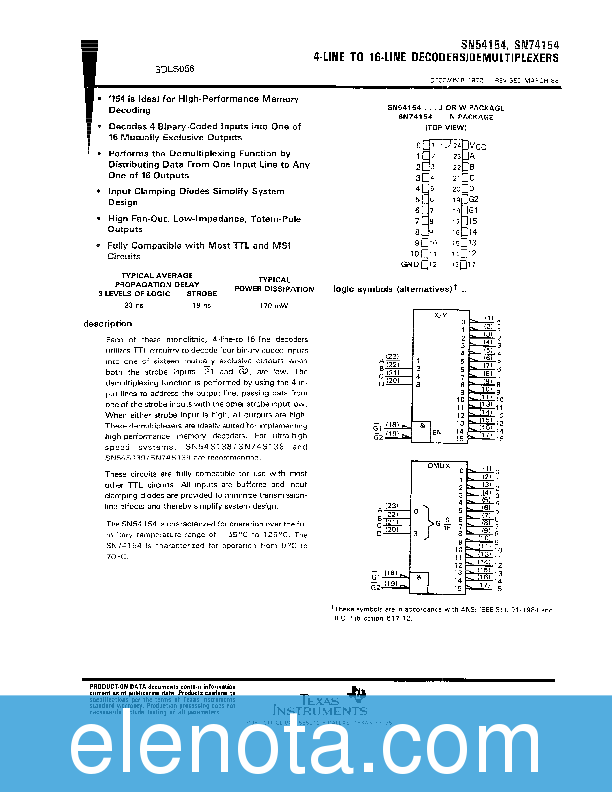 sn74154 datasheet Sn74154 datasheet,datasheets manu page:3==4-line to 16-line.