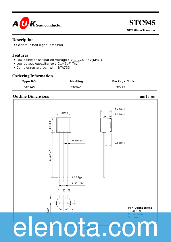 STC945 Datasheet PDF (99 KB) AUK | Pobierz z Elenota.pl