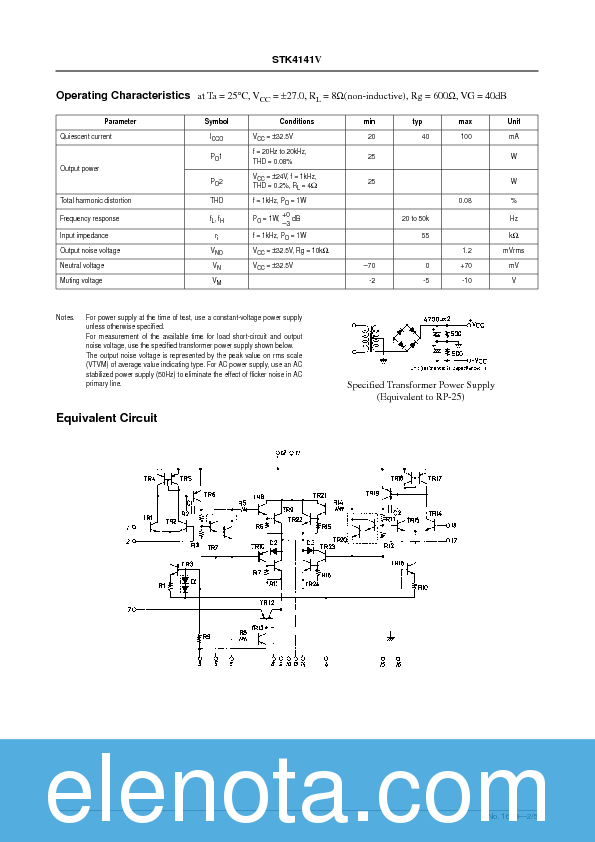STK4141V Datasheet PDF (375 KB) Sanyo | Pobierz z Elenota.pl