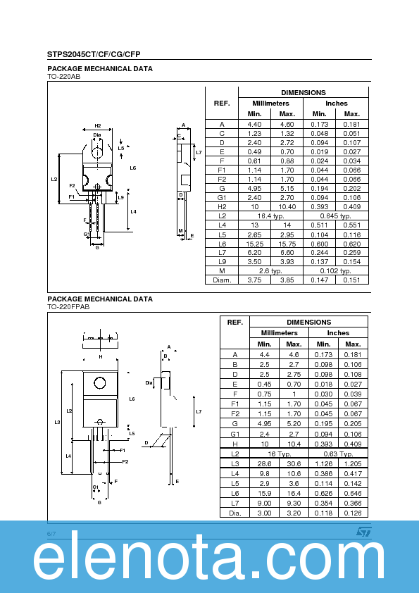 STPS2045CT Datasheet PDF (90 KB) STMicroelectronics | Pobierz z Elenota.pl