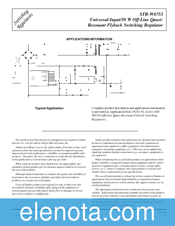 STRW6753 Datasheet PDF (207 KB) Allegro Microsystems | Pobierz z Elenota.pl