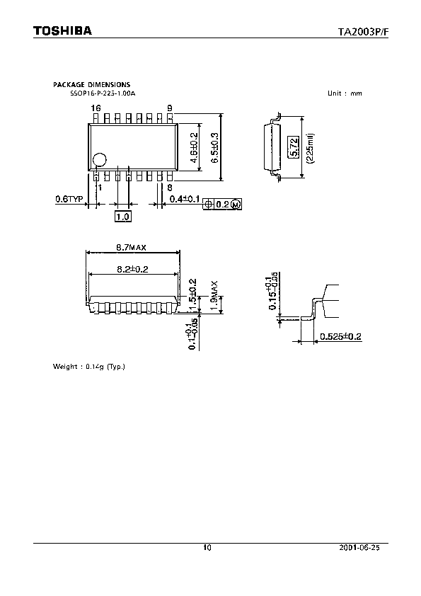 TA2003P Datasheet PDF (317 KB) Toshiba | Pobierz z Elenota.pl
