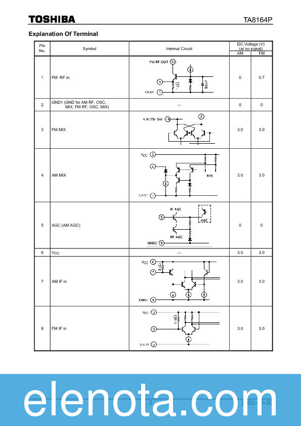 TA8164P Datasheet PDF (0.98 MB) Toshiba | Pobierz z Elenota.pl