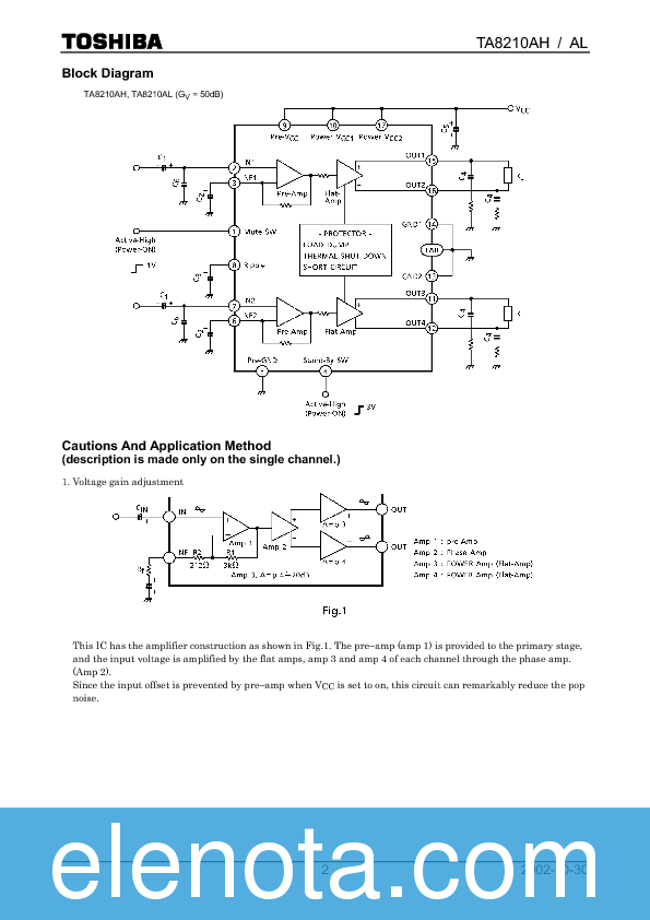 TA8210AH Datasheet PDF (0.97 MB) Toshiba | Pobierz z Elenota.pl