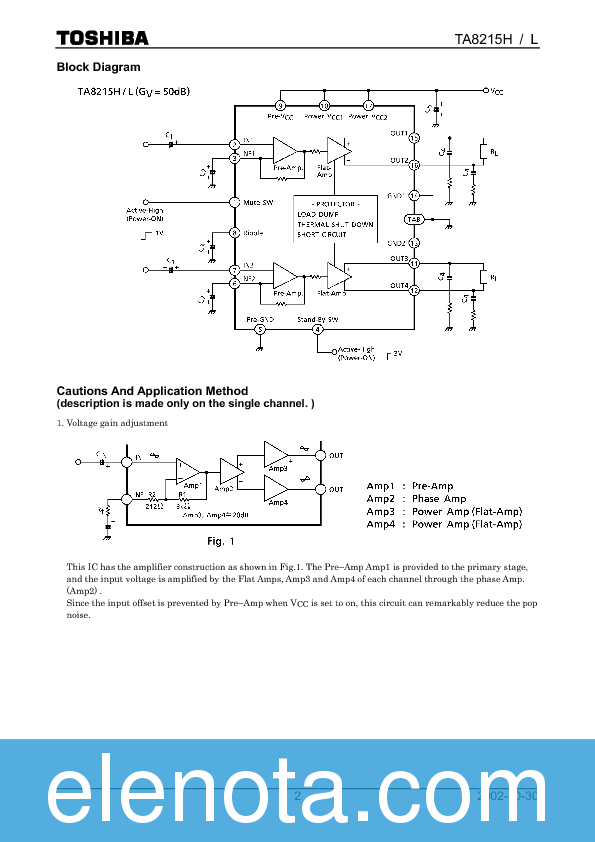 TA8215H Datasheet PDF (0.98 MB) Toshiba | Pobierz z Elenota.pl