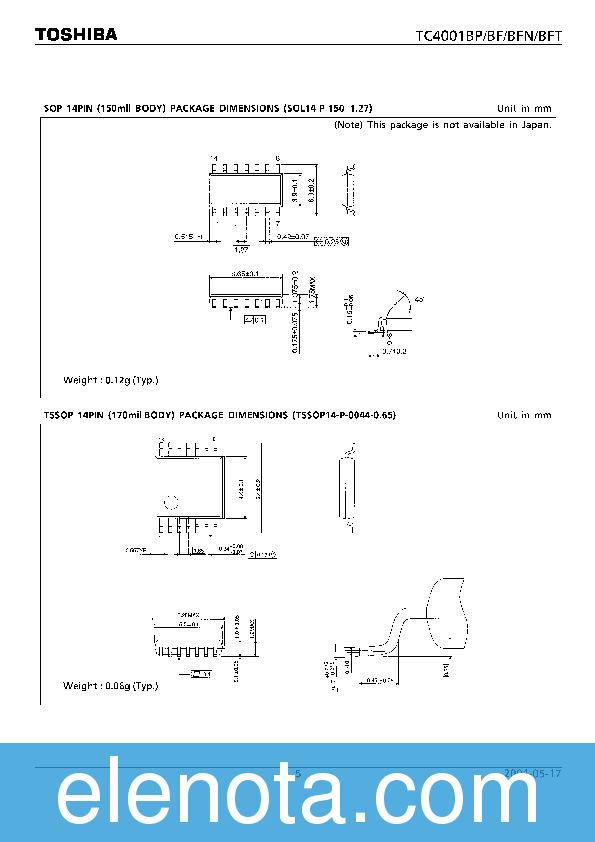 TC4001BP Datasheet PDF (228 KB) Toshiba | Pobierz z Elenota.pl