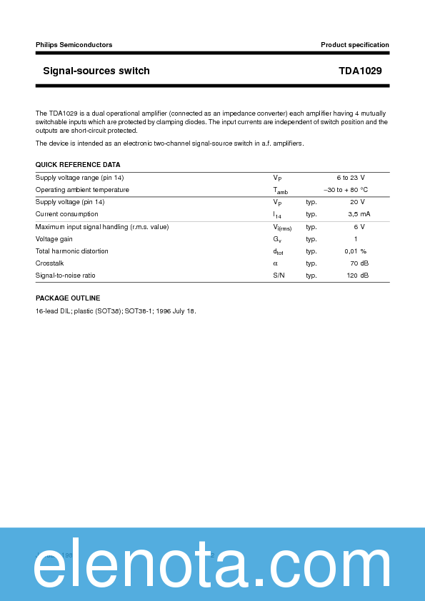 TDA1029 Datasheet PDF (237 KB) NXP Semiconductors | Pobierz z Elenota.pl