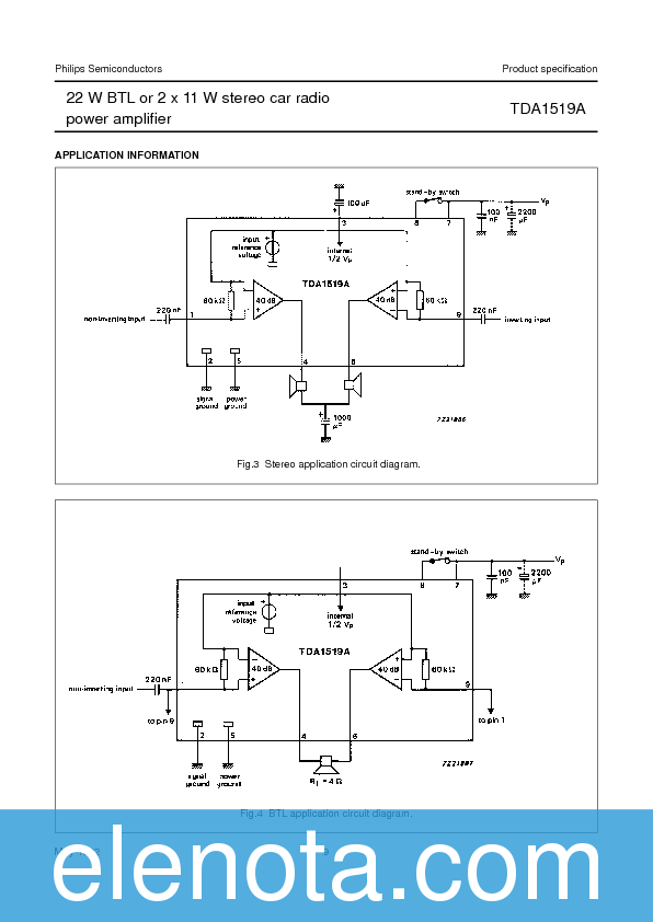 TDA1519A Datasheet PDF (142 KB) Philips | Pobierz z Elenota.pl