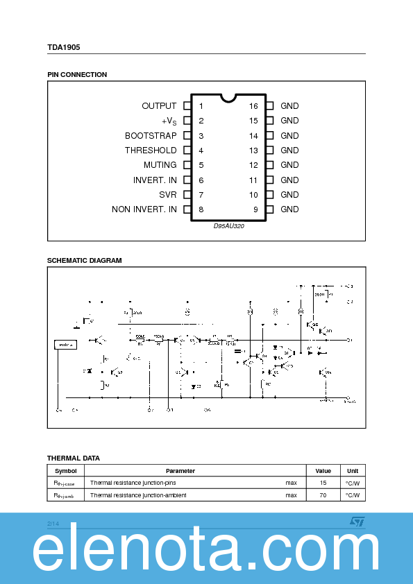 TDA1905 Datasheet PDF (338 KB) STMicroelectronics | Pobierz z Elenota.pl