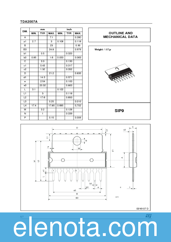 TDA2007A Datasheet PDF (291 KB) STMicroelectronics | Pobierz z Elenota.pl