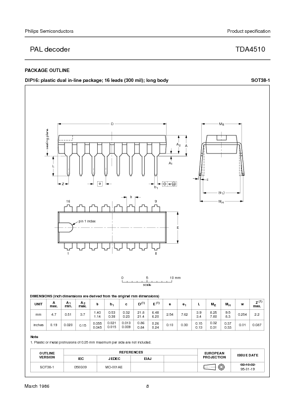 TDA4510 Datasheet PDF (70 KB) Philips | Pobierz z Elenota.pl
