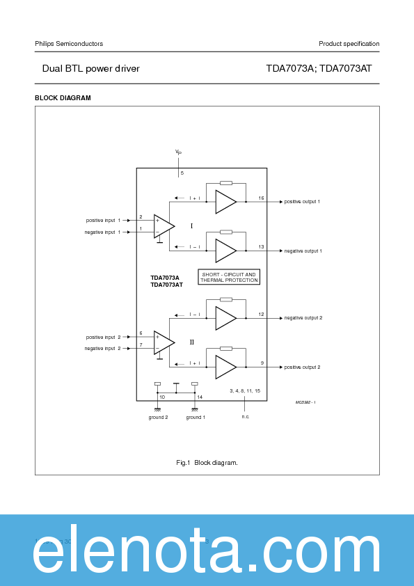 TDA7073A Datasheet PDF (82 KB) Philips | Pobierz z Elenota.pl