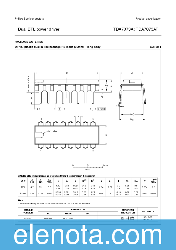TDA7073A Datasheet PDF (82 KB) Philips | Pobierz z Elenota.pl