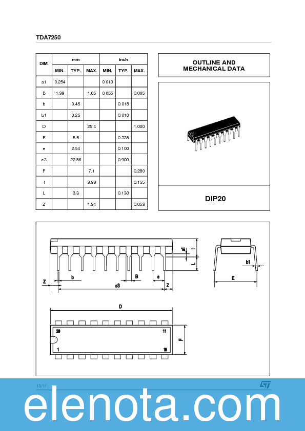 TDA7250 Datasheet PDF (628 KB) STMicroelectronics | Pobierz z Elenota.pl