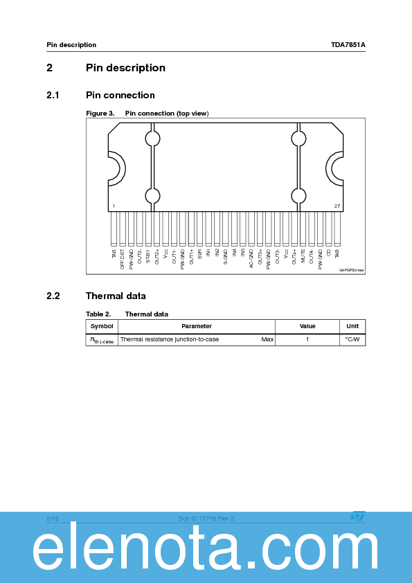 TDA7851A Datasheet PDF (304 KB) STMicroelectronics | Pobierz z Elenota.pl