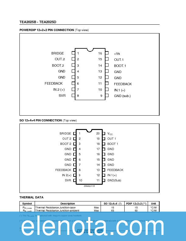 TEA2025B Datasheet PDF (82 KB) STMicroelectronics Pobierz z Elenota.pl